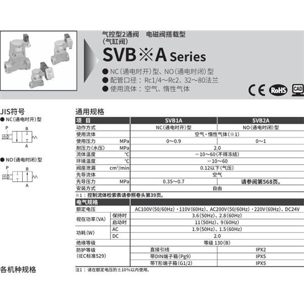 CKD喜開理氣控型2通閥（氣缸閥）SVB2A-15A-02CS-AC100V
