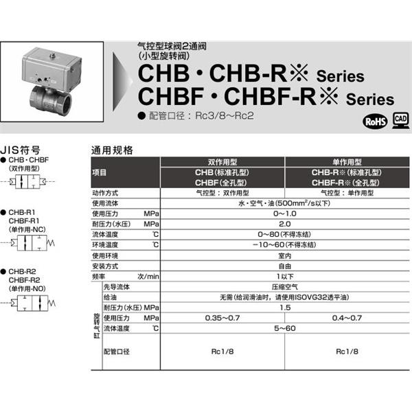 CKD喜開理氣控式球閥2?3通閥CHB-10