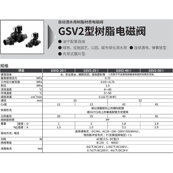 CKD喜開理自動灑水用樹脂制電磁閥GSV2-25U-AC100V