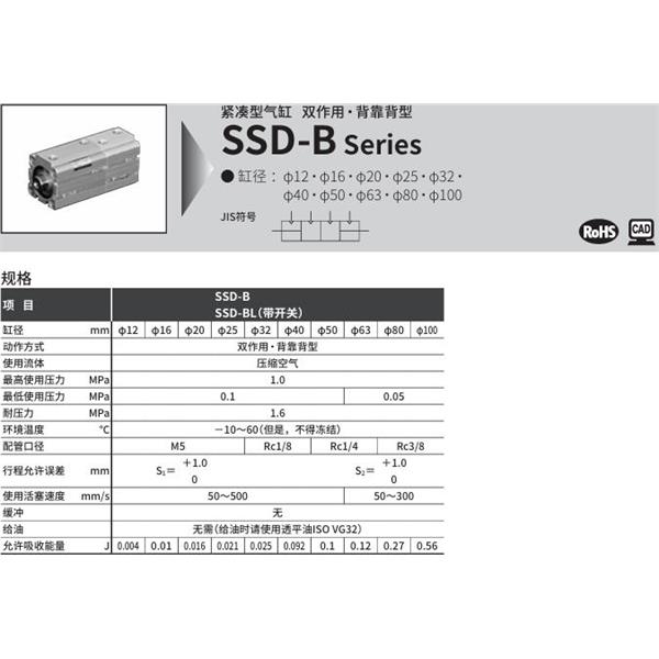 CKD喜開理超級(jí)緊湊型氣缸SSD-B-50-5-N-10-N-I