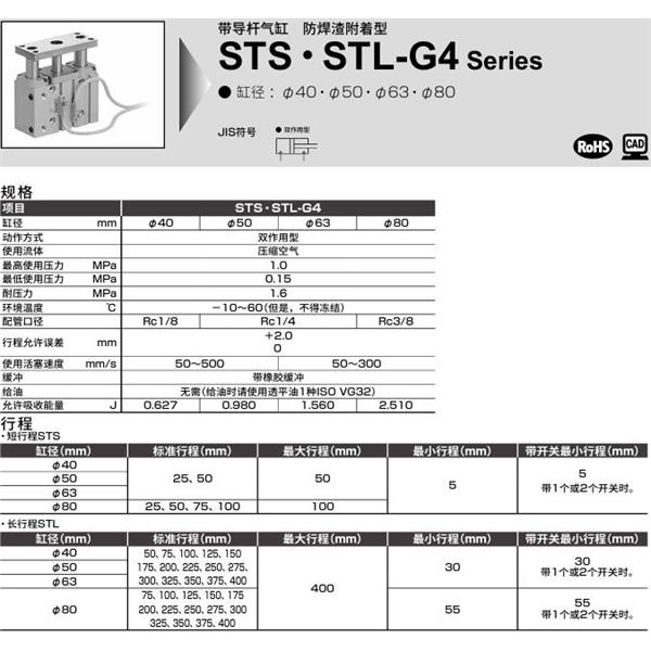 CKD喜開理帶導(dǎo)桿氣缸STL-BG4-L1-40-100-T2YD-R-F