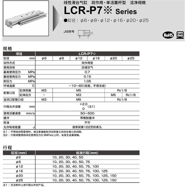 CKD喜開理線性滑臺氣缸LCR-12-30-S506DTP72
