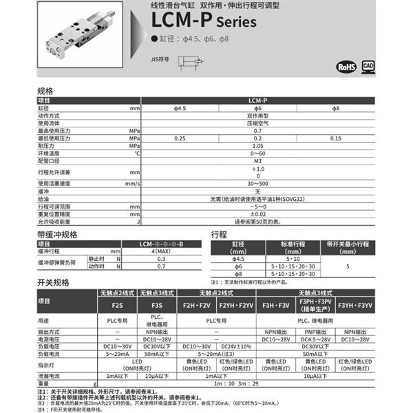 CKD喜開理線性滑臺氣缸LCM-P-8-10-L-J2
