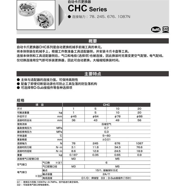 CKD喜開理自動(dòng)卡爪更換器自動(dòng)卡爪更換器CHC-20H-D3