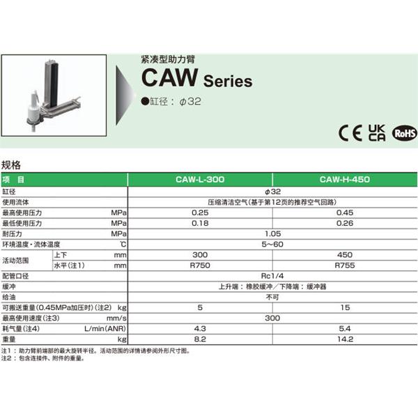 CKD喜開理緊湊型機械臂CAW-H-450-BD50