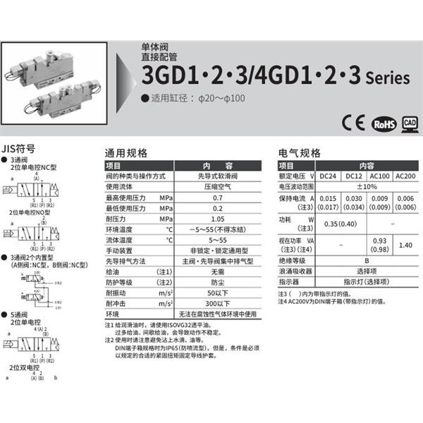 CKD喜開理先導式3通閥4GD220R-06-E2-1