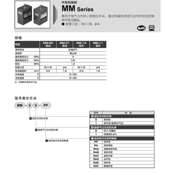 CKD喜開理機械閥MS-10-SE2