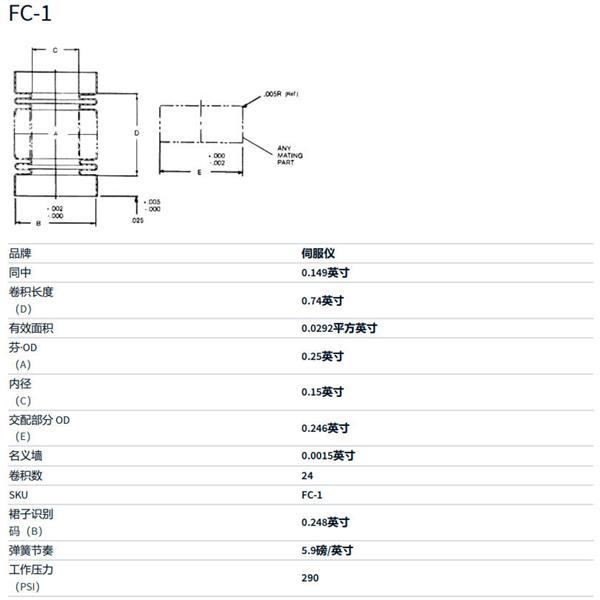 美國MW Components電鍍型伺服波紋管FC-15