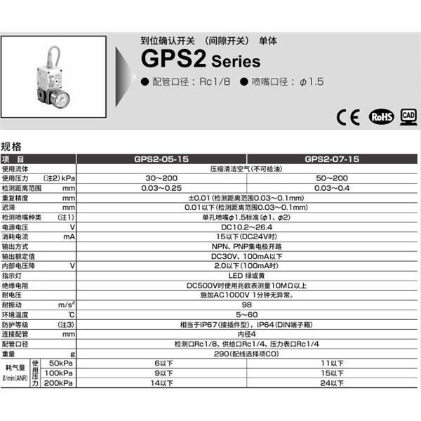 CKD喜開理到位確認開關GPS2-05-15-PGTL-B-G2